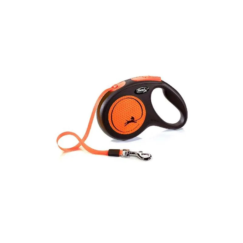 Vodítko Flexi New Neon pásek M 5 m oranžový (do 25 kg)