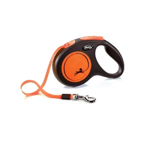 Vodítko Flexi New Neon pásek S 5 m oranžový (do 15 kg)