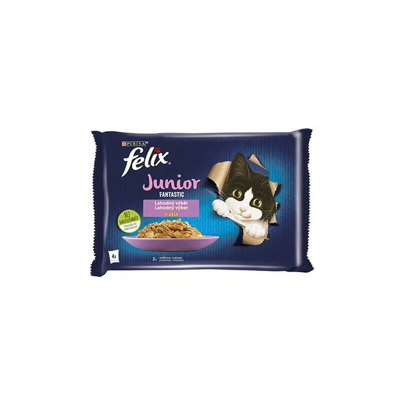 Nestlé FELIX Fantastic cat Multipack junior kuře & losos želé kapsička 4x85 g