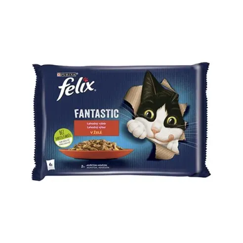 Nestlé FELIX Fantastic cat Multipack hovězí&kuře želé kapsička 4x85 g