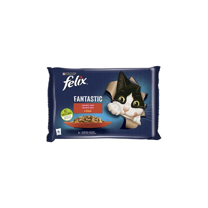 Nestlé FELIX Fantastic cat Multipack hovězí&kuře želé kapsička 4x85 g