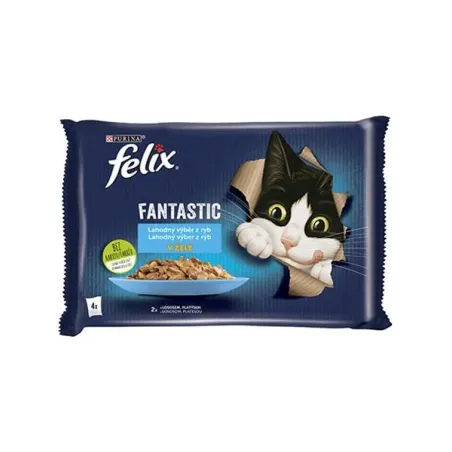 Nestlé FELIX Fantastic cat Multipack losos & platýz želé kapsička 4x85 g