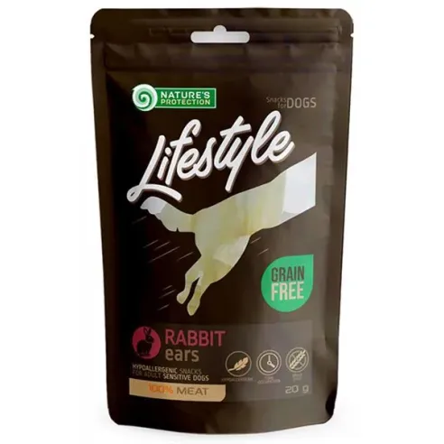 Pamlsek Natures P Lifestyle dog sušené králičí uši s králíkem 12x75 g