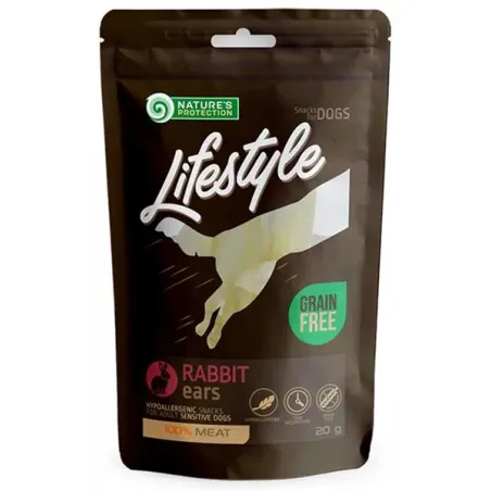 Pamlsek Natures P Lifestyle dog sušené králičí uši s králíkem 12x75 g