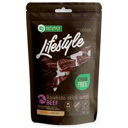 Pamlsek Natures P Lifestyle psí tyčinky z buvolí kůže s pěnou s hovězím masem 12x75 g