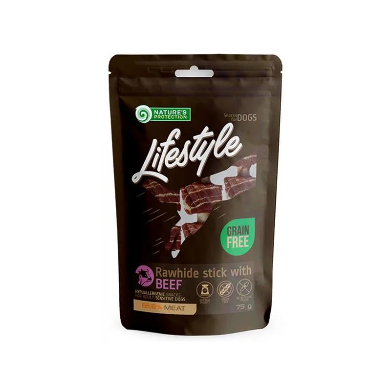 Pamlsek Natures P Lifestyle psí tyčinky z buvolí kůže s pěnou s hovězím masem 12x75 g