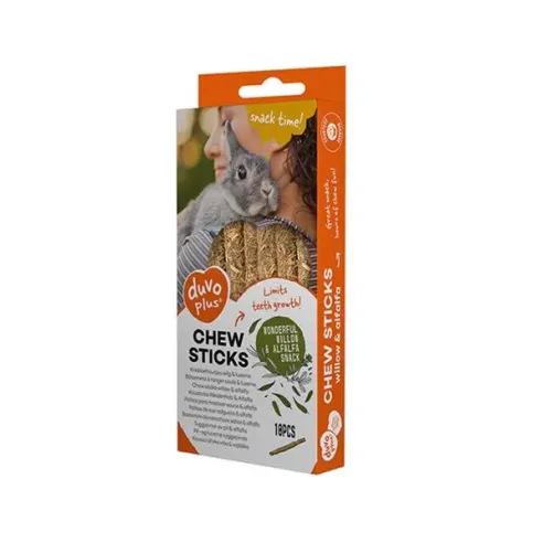 Pamlsek DUVO+ žvýkací tyčinky vrba a vojtěška pro hlodavce 70g - 10 ks - 12x1x1cm