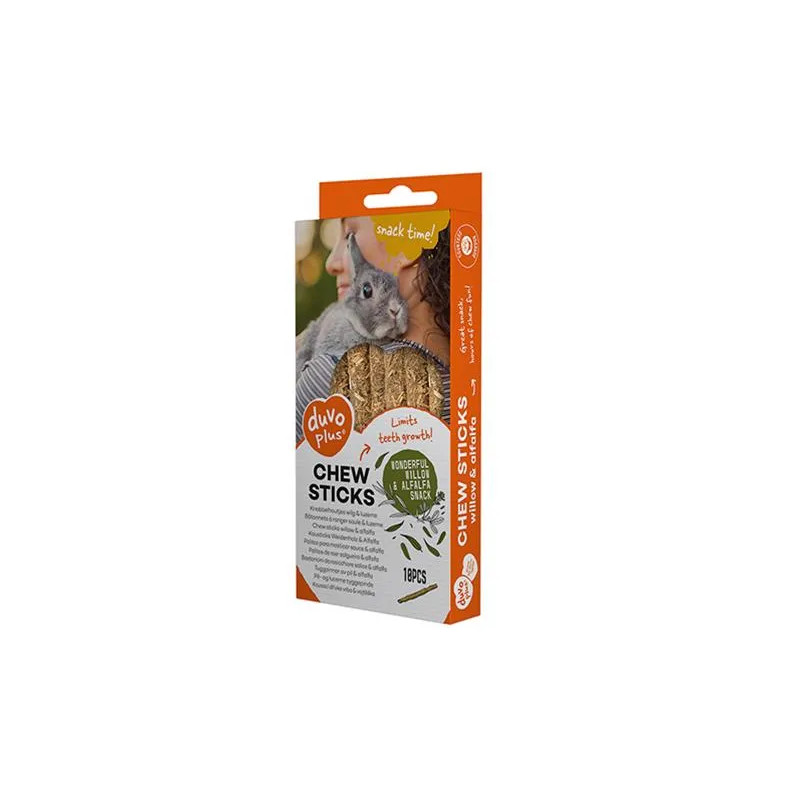 Pamlsek DUVO+ žvýkací tyčinky vrba a vojtěška pro hlodavce 70g - 10 ks - 12x1x1cm