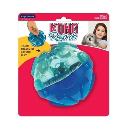 Hračka Kong Dog Rewards Míček plnitelný, modrý, guma termoplastická, L - průměr 10,5 cm