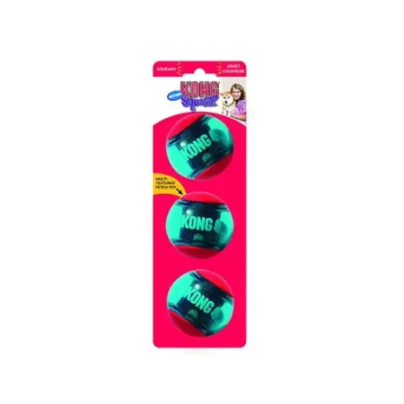 Hračka Kong Dog Squeezz Action Míč s pískátkem, termoplastická guma, M (3ks/bal.)