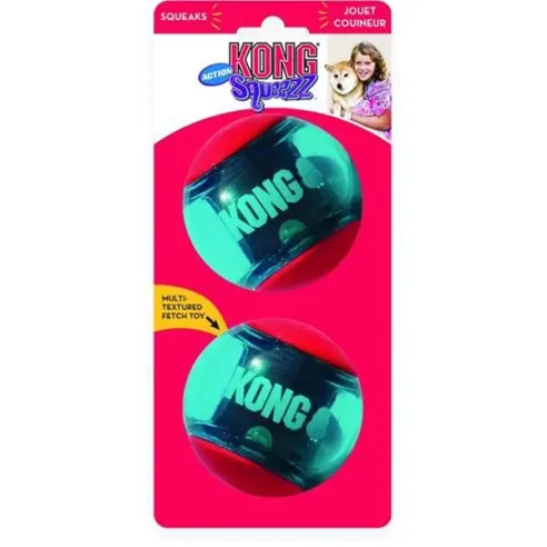Hračka Kong Dog Squeezz Action Míček s pískátkem, termoplastická guma, L (2ks/bal.)