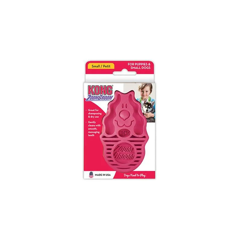 Kartáč Kong gumový ZoomGroom růžový L - 11,5 × 7 × 2,5 cm
