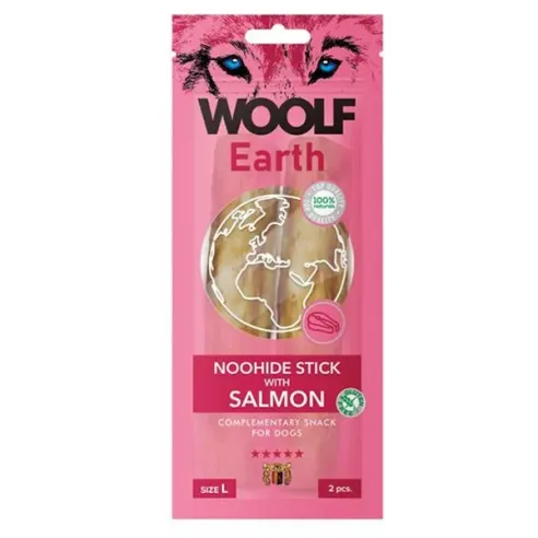 Pamlsek Woolf Dog Earth NOOHIDE L Tyčinky s lososem 85 g