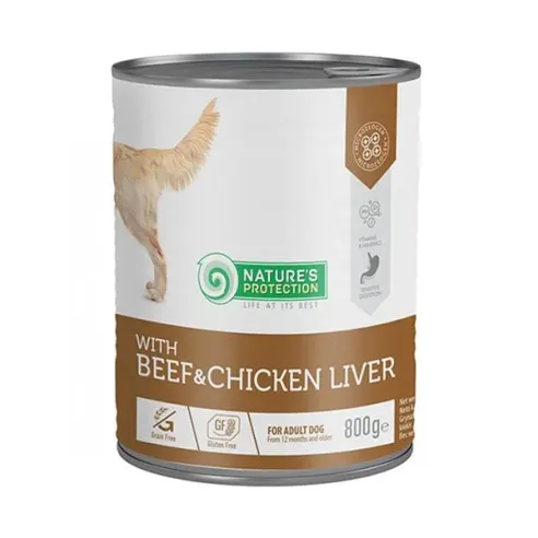 Natures P KONZERVA pro dospělé psy Hovězí & Kuřecí játra 800 g