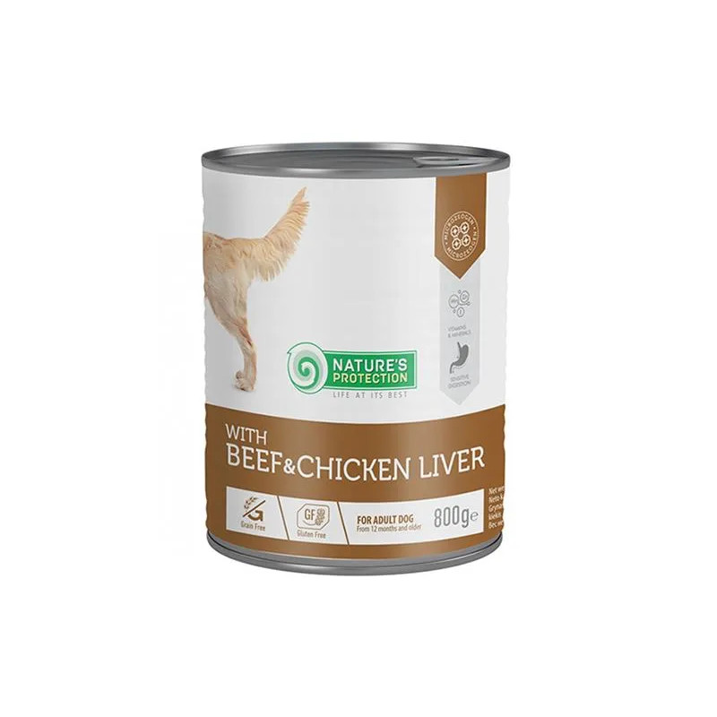 Natures P KONZERVA pro dospělé psy Hovězí & Kuřecí játra 800 g
