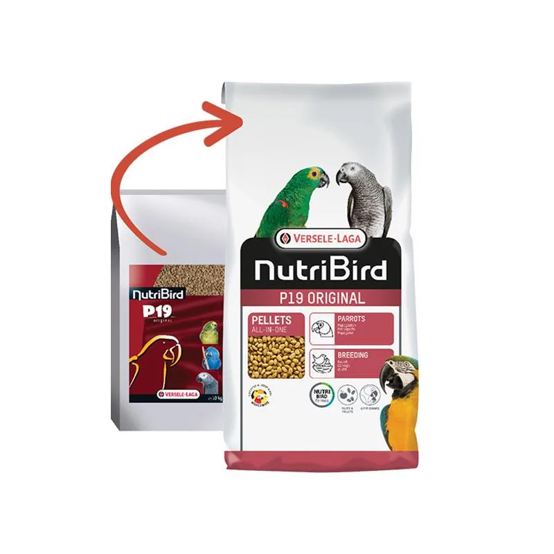 VL NutriBird P19 Original - extrudy pro chov, přepeřování a zvýšené nároky velkých papoušků s domácím ovocem 10kg
