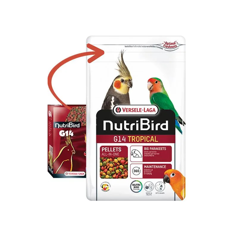 VL Orlux NutriBird G14 Tropical - extrudáty pro středně velké papoušky s tropickým ovocem k dennímu krmení 1 kg