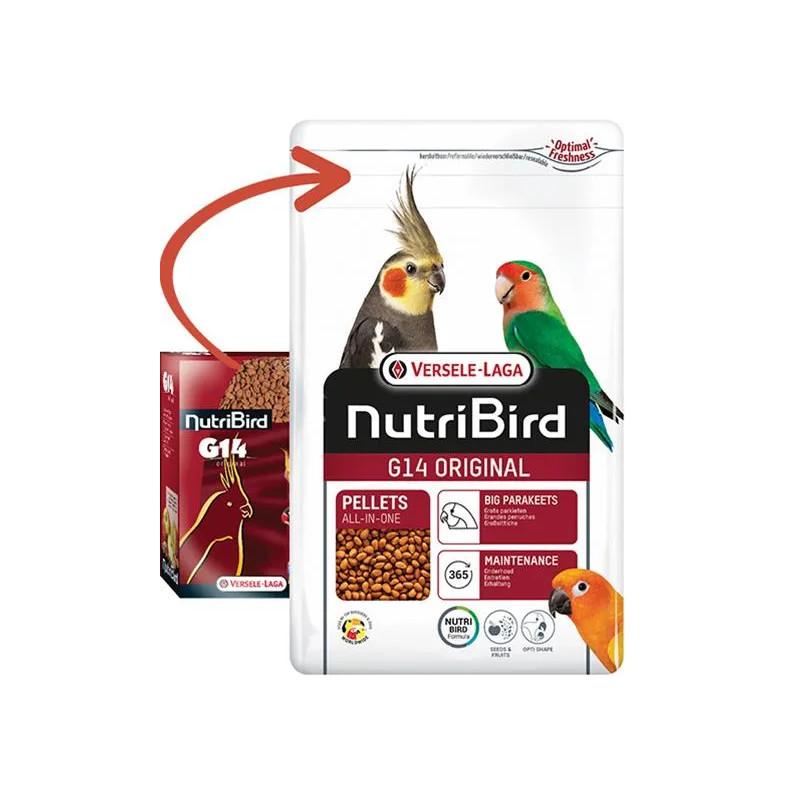 VL Orlux NutriBird G14 Original - extrudáty pro středně velké papoušky s domácím ovocem na denní krmení 1 kg