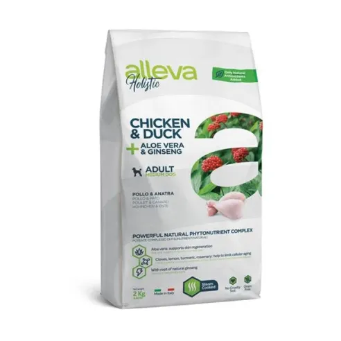 Alleva HOLISTIC pes dospělý střední kuře & kachna 2 kg