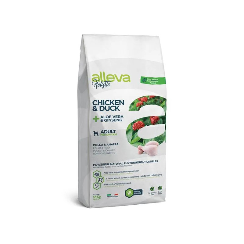 Alleva HOLISTIC pes dospělý střední kuře & kachna 12 kg