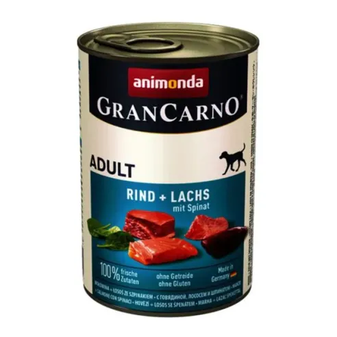 Animonda GRANCARNO® pes dospělý hovězí, losos, špenát bal. 6 x 400g konzerva