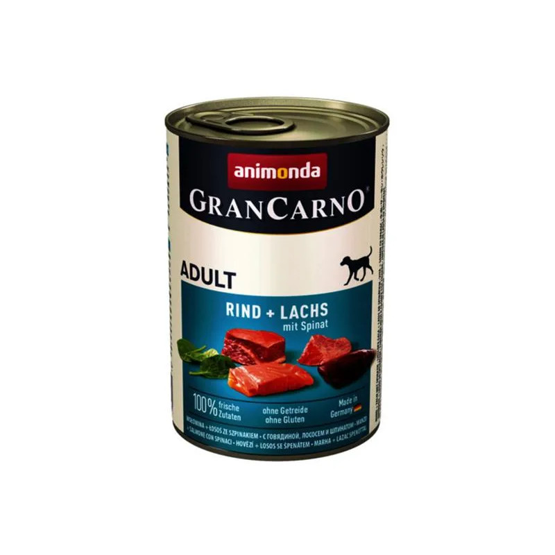 Animonda GRANCARNO® pes dospělý hovězí, losos, špenát bal. 6 x 400g konzerva