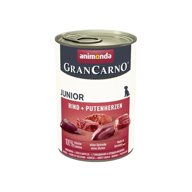 Animonda GRANCARNO® dog junior hovězí a krůtí srdíčka bal. 6 x 400g konzerva