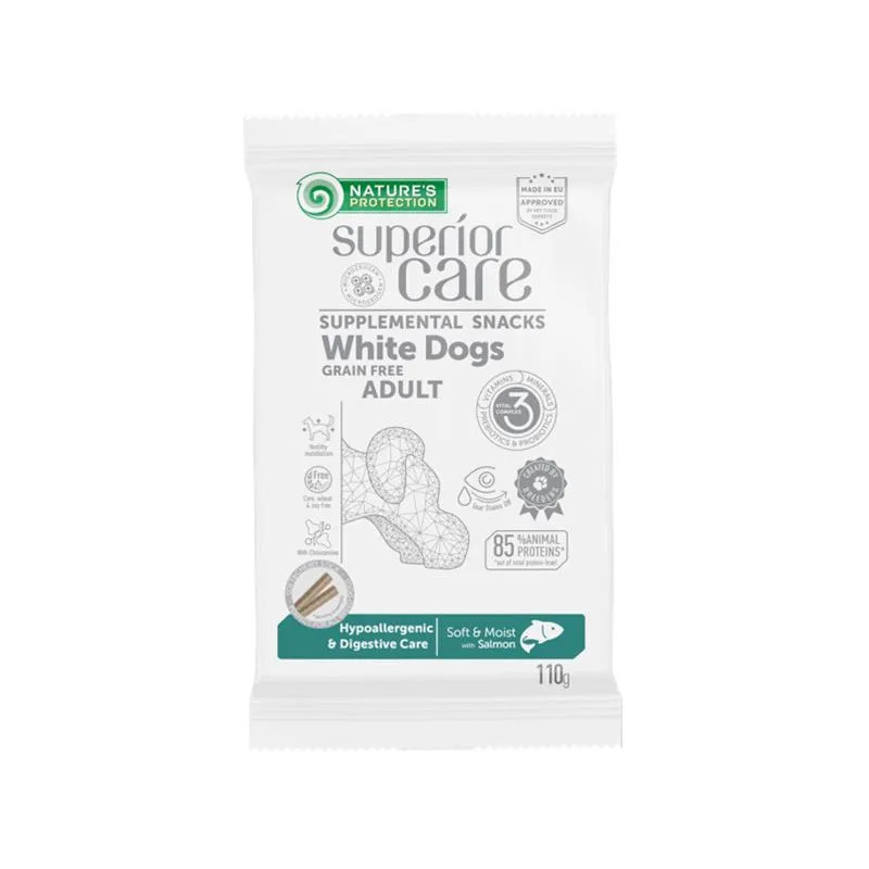 Pamlsek Natures P Superior Care white dog Hypoallergenic & Digestive Care Grain free Salmon 110 g