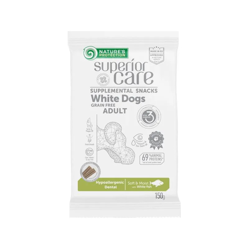 Pamlsek Natures P Superior Care white dog Hypoallergenic Dental Care Grain free white fish 150 g