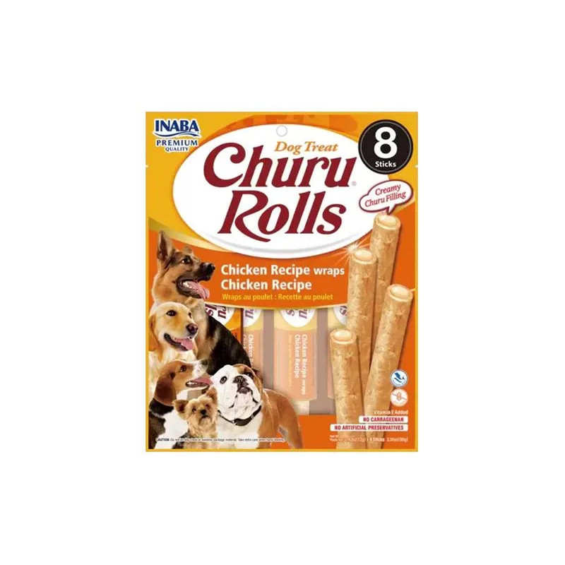 Pamlsek Inaba Churu Rolls dog Kura 8 x 8 ks 768 g