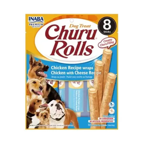 Pamlsek Inaba Churu Rolls dog Kuře se sýrem 8 x 8 ks 768 g