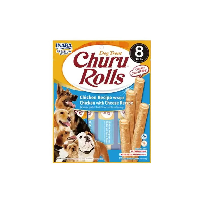 Pamlsek Inaba Churu Rolls dog Kuře se sýrem 8 x 8 ks 768 g
