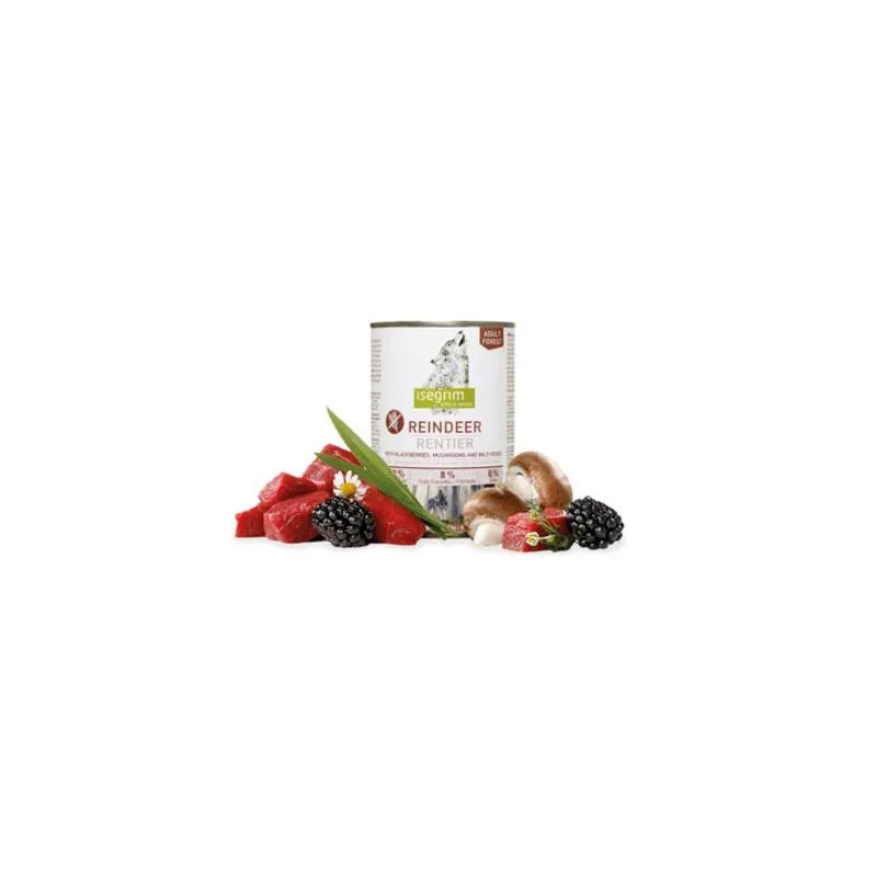 ISEGRIM dog Adult Mono Reindeer pure s ostružinami, žampiony a bylinkami bal. 6 x 400 g konzerva