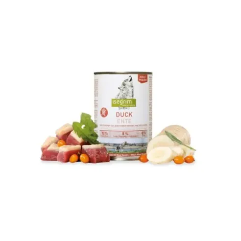 ISEGRIM dog Adult Duck with Parsnip, Sea Buckthorn & Wild Herbs bal. 6 x 800 g konzerva