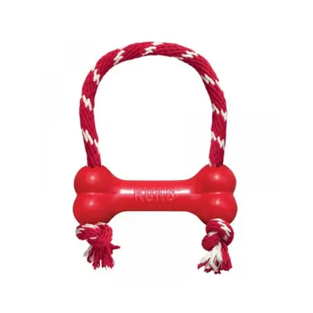Hračka Kong Dog Puppy Classic Kost červená s lanem, guma přírodní, M