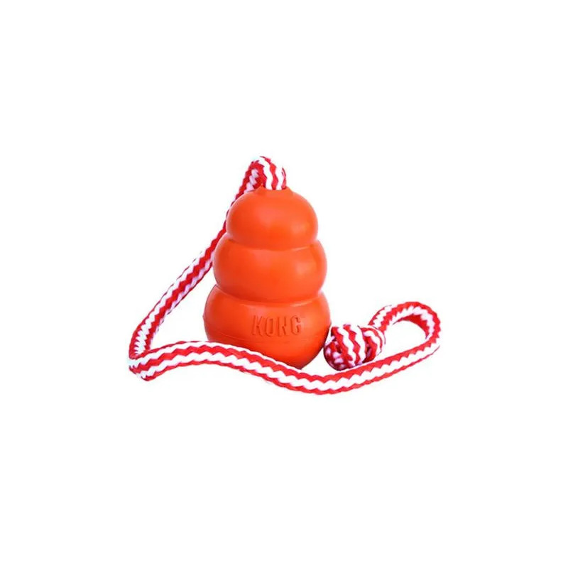 Hračka Kong Dog Aqua Granát s lanem oranžový, plovoucí, přírodní guma, M