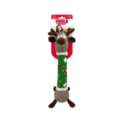 Hračka Kong Dog Holiday Shaker Luvs Reindeer s pískátkem, polyester, M