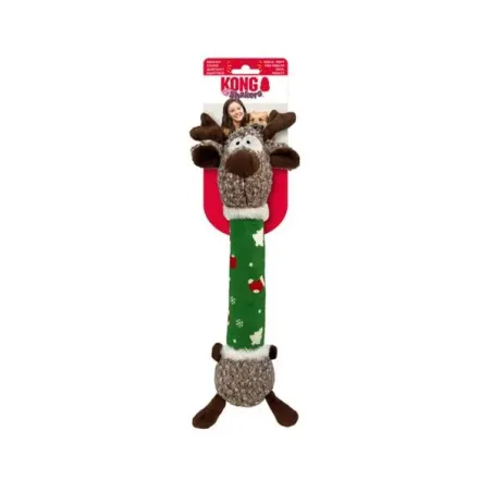 Hračka Kong Dog Holiday Shaker Luvs Reindeer s pískátkem, polyester, M