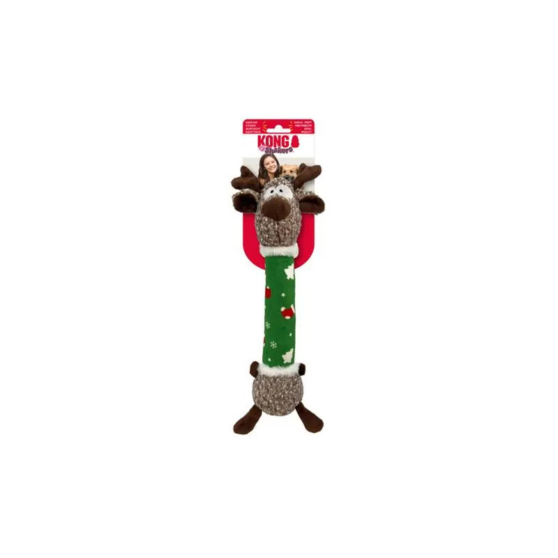 Hračka Kong Dog Holiday Shaker Luvs Reindeer s pískátkem, polyester, M