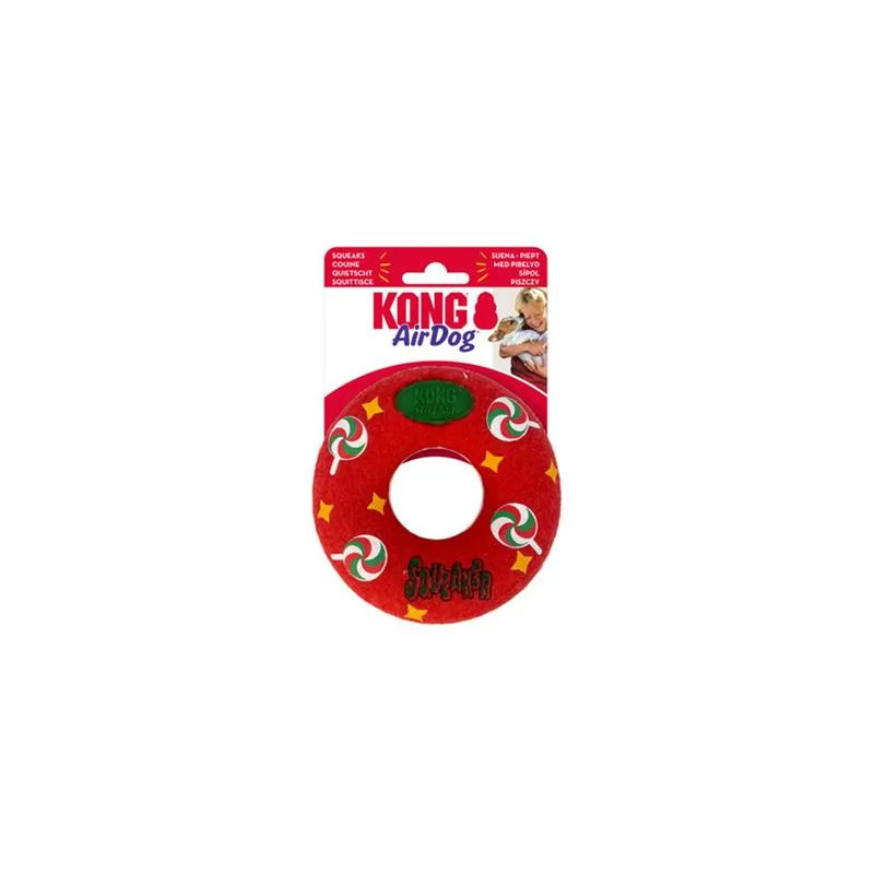 Hračka Kong Dog Holiday AirDog Squeaker Donut s pískátkem, guma vulkanizovaná, M