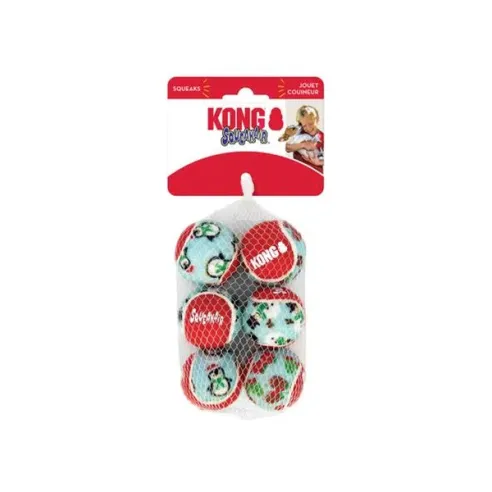 Hračka Kong Dog Holiday Airdog Míček s pískátkem tenis, guma vulkanizovaná, bal. 6 kusů, S