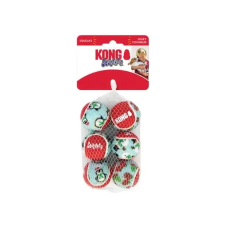 Hračka Kong Dog Holiday Airdog Míček s pískátkem tenis, guma vulkanizovaná, bal. 6 kusů, S
