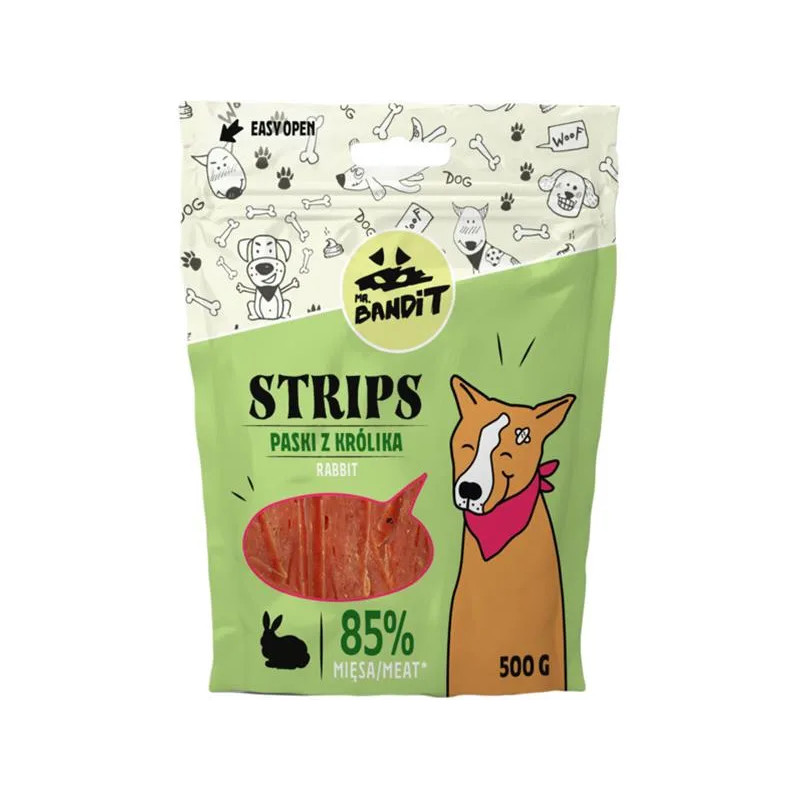 Pamlsek Mr. Bandit rabbit strips 500g