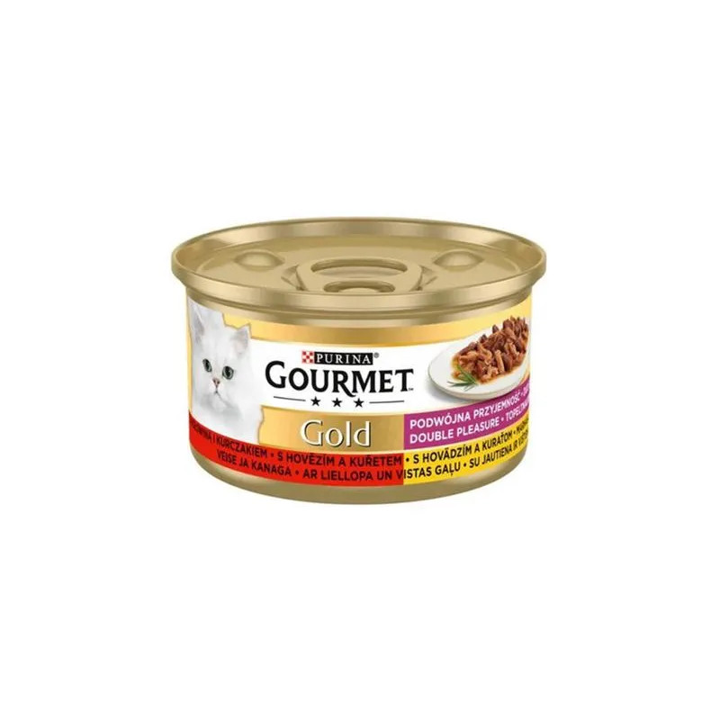Nestlé GOURMET GOLD kočka hovězí&kuře kousky šťáva konz.12x85 g