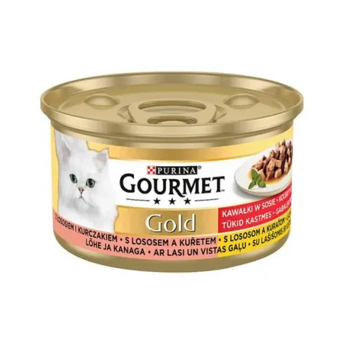 Nestlé GOURMET GOLD kočka losos&kuře kousky šťáva konz.12x85 g