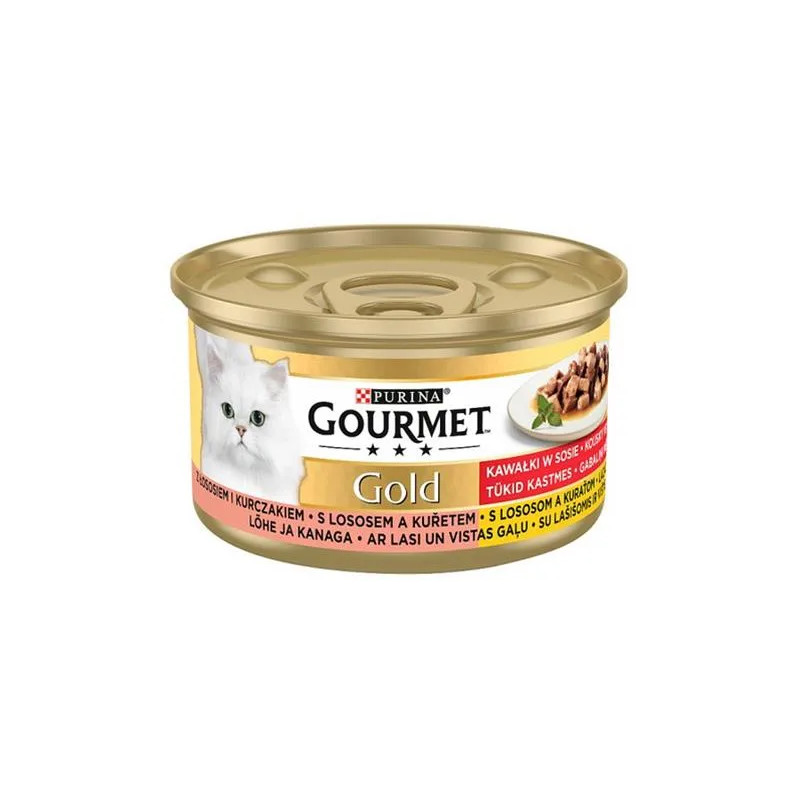 Nestlé GOURMET GOLD kočka losos&kuře kousky šťáva konz.12x85 g