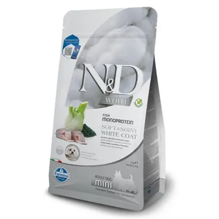 Farmina N&D dog WHITE (GF) adult mini, mořský okoun, spirulina a fenykl 2 kg