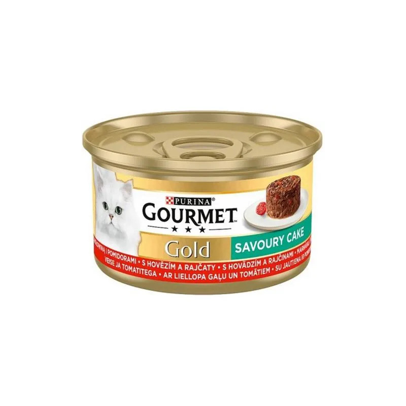 Nestlé GOURMET GOLD Savoury Cake s hovězím a rajčetem konz.12x85 g
