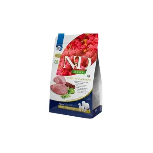 Farmina N&D dog QUINOA (GF) adult medium & maxi, weight management, jehněčí & brokolice 7 kg