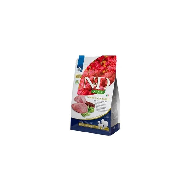 Farmina N&D dog QUINOA (GF) adult medium & maxi, weight management, jehněčí & brokolice 7 kg